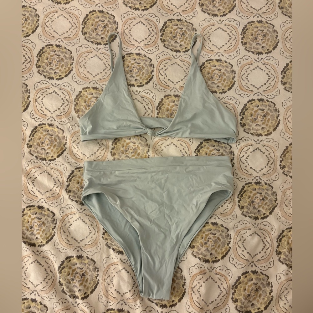 Toast Swim Signature Knot Top High Waisted Bottom in Succulent